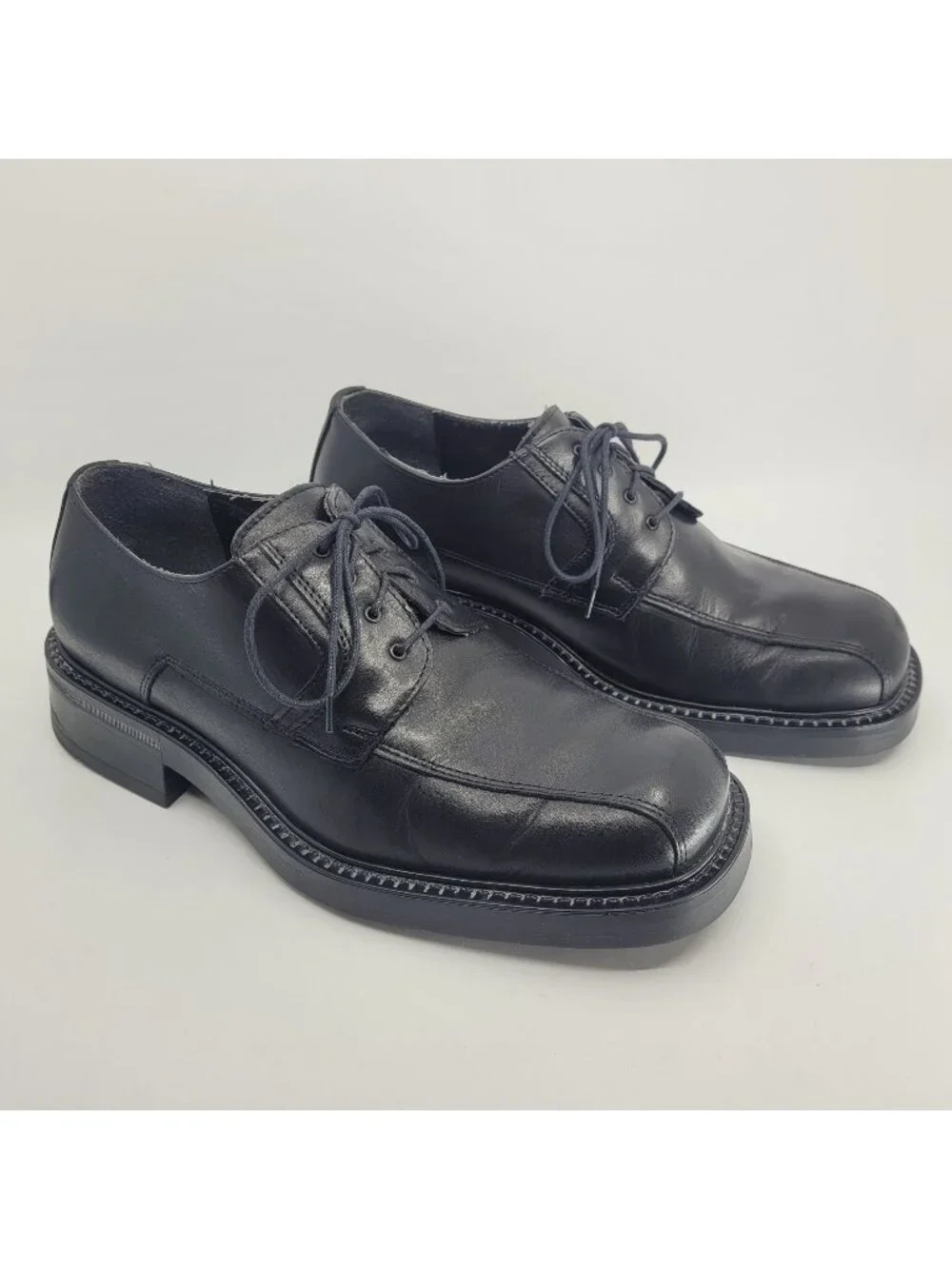 Vintage UNLISTED Mens 9.5 CHUNKY Leather Oxfords Square Toe Dress Shoes **